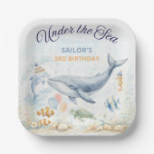 Under the Sea Ocean Animals Whale Birthday Pappteller (Vorderseite)
