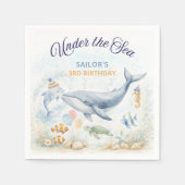 Under the Sea Ocean Animals Whale Birthday Serviette (Vorderseite)