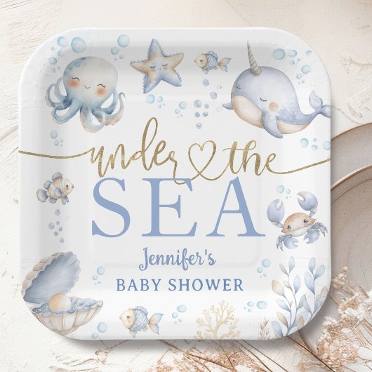 Under The Sea Ocean Baby Shower Boy Blue  Pappteller