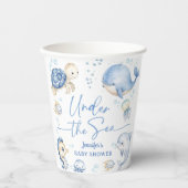 Under The Sea Ocean Baby Shower Boy Dusty Blue Pappbecher (Vorderseite)