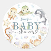 Under The Sea Ocean Baby Shower Gender Neutral Runder Aufkleber (Vorderseite)