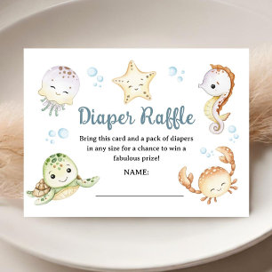 Under The Sea Ocean Baby Shower Windel-Raffle Begleitkarte