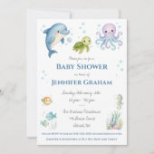 Under the Sea, Ocean Creatures Baby Shower Einladung (Vorderseite)