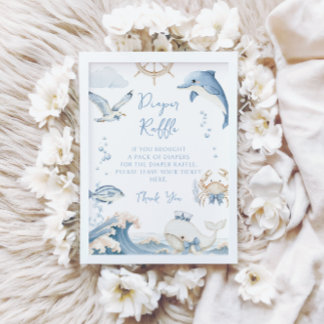 Under the Sea Ocean Diaper Raffle Baby Boy Shower Einladung