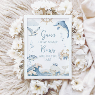 Under the Sea Ocean How Many Bows Baby Boy Shower Einladung