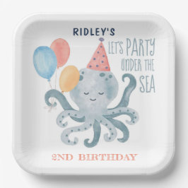 Under The Sea Octopus Watercolor Birthday Pappteller