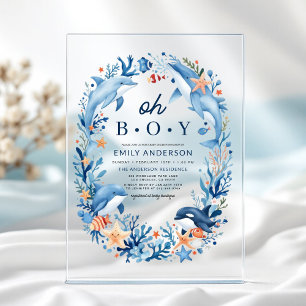 Under the Sea Oh Boy Blue Baby Shower Acryleinladungen