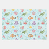 Under the Sea Party Colourful Ocean Creatures Geschenkpapier Set (Vorderseite 3)