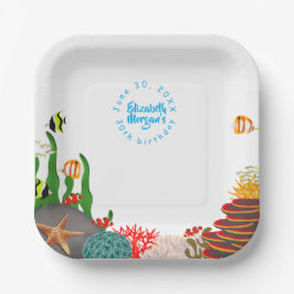 Under the Sea Plants Fish Birthday Paper Plate Pappteller