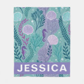 Under the Sea Seahorse Shell Ocean Fantasy Fleecedecke (Vorderseite)