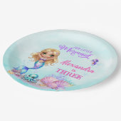 Under the Sea - Splish Splash - Mermaid Birthday Pappteller (Schrägansicht)