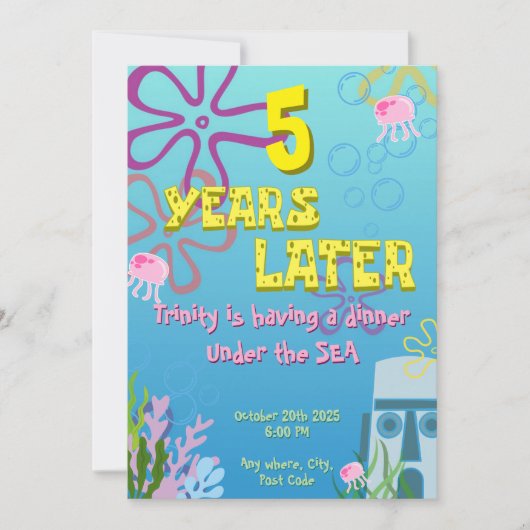 Under the sea Sponge Bob Birthday Invitation Einladung (Vorderseite)