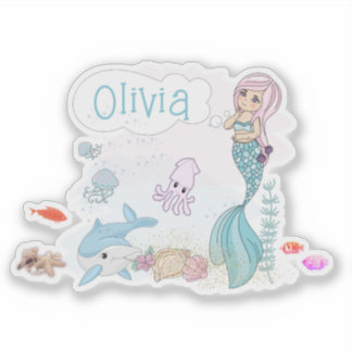 Under the Sea Sweet Mermaid Personalized Aufkleber