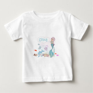 Under the Sea Sweet Mermaid Personalized Baby T-shirt