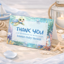 Under the Sea Turtle Baby Shower Thank You Card Dankeskarte