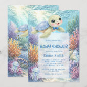 Under the Sea Turtle Boy Baby Shower Einladung (Vorne/Hinten)