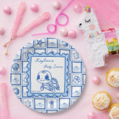 Under the sea turtle retro post stamp monogrammed pappteller (Party)