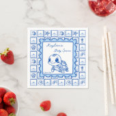 Under the sea turtle retro post stamp monogrammed serviette (Beispiel)