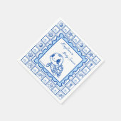 Under the sea turtle retro post stamp monogrammed serviette (Ecke)