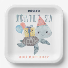 Under The Sea Turtle Watercolor Birthday Pappteller