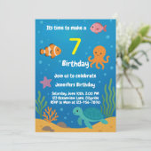 Under the Sea Underwater Birthday Invitation Einladung (Stehend Vorderseite)