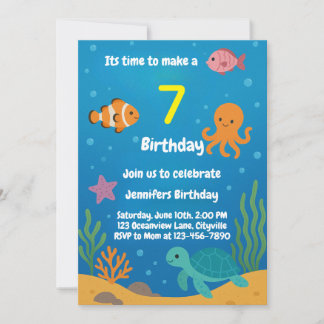 Under the Sea Underwater Birthday Invitation Einladung