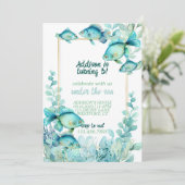 Under the Sea Watercolor Birthday Invitation Einladung (Stehend Vorderseite)