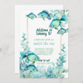 Under the Sea Watercolor Birthday Invitation Einladung (Vorne/Hinten)