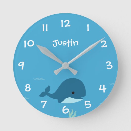 Under the Sea Whale Kids Nursery Wall Clock Runde Wanduhr (Vorderseite)