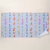 Under the sea with nautical stripes. Customisable Strandtuch (Vorderseite)