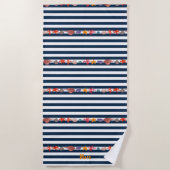 Under the sea with nautical stripes strandtuch (Vorderseite)