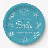 Under the Sea You Soon Blue Baby Shower Pappteller (Vorderseite)