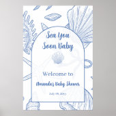 Under The Sea You Soon Blue Baby Shower Welcome Poster (Vorne)