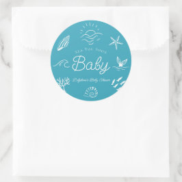Under the Sea You Soon Blue Boy Baby Shower Runder Aufkleber