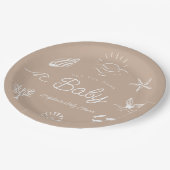 Under the Sea You Soon Brown Baby Shower Pappteller (Schrägansicht)