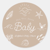 Under the Sea You Soon Brown Baby Shower Runder Aufkleber (Vorderseite)