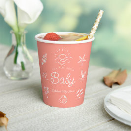 Under the Sea You Soon Pink Girl Baby Shower Pappbecher
