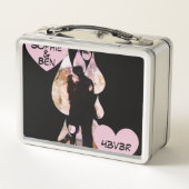 Under Umbrella: Romantic Couple Kissing in Rain Metall Brotdose (Rückseite)