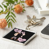 Under Umbrella: Romantic Couple Kissing in Rain Schlüsselanhänger (Seite)