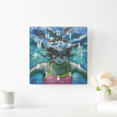 Under Water Swim Quadratische Wanduhr (Zuhause)