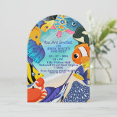 Under Water Themed | Fish Invitation Einladung (Stehend Vorderseite)