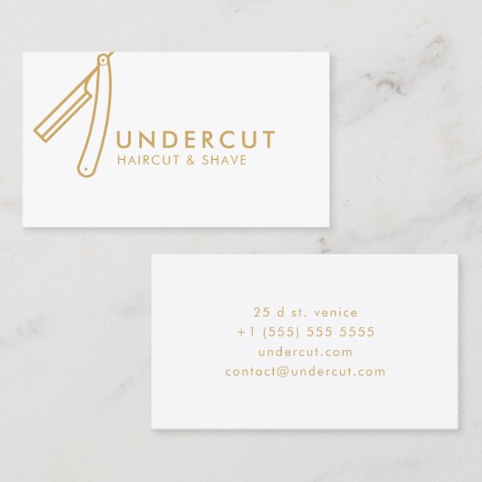 Undercut Friseur-Rasiermesser-Logo-mutige Visitenkarte (Vorne/Hinten)