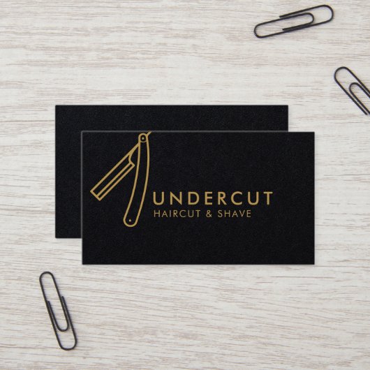 Undercut Friseur-Rasiermesser-Logo-Visitenkarte Visitenkarte (Vorderseite/Rückseite Beispiel)