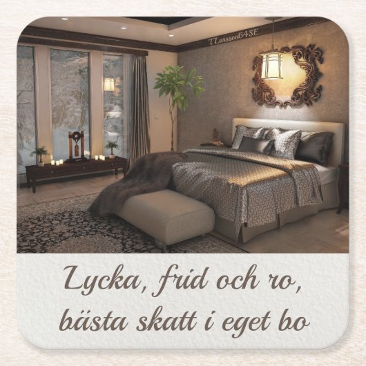 Underlägg — Eget bo Rechteckiger Pappuntersetzer (Vorderseite)