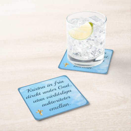 Underlägg — Fri kristen Rechteckiger Pappuntersetzer (Vor Ort)