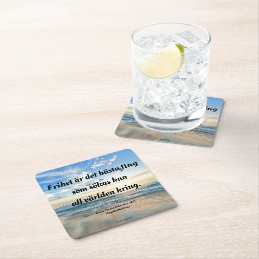 Underlägg — Frihet Rechteckiger Pappuntersetzer (Vor Ort)