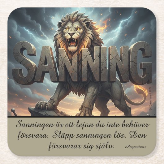 Underlägg — Lejon, sanning Rechteckiger Pappuntersetzer (Vorderseite)