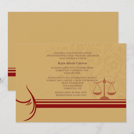 Underscore Law School Abschluss Ankündigung/Inv Einladung (Vorne/Hinten)