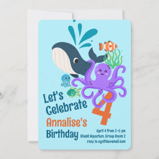 Undersea Aquarium Birthday Invitation Einladung