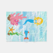 Undersea Mermaid Personalisiert Fleece Baby Blanke (Vorderseite (Horizontal))